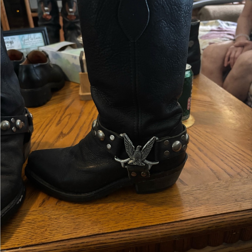 Harley-Davidson Black Combat Boots with Silver Accents